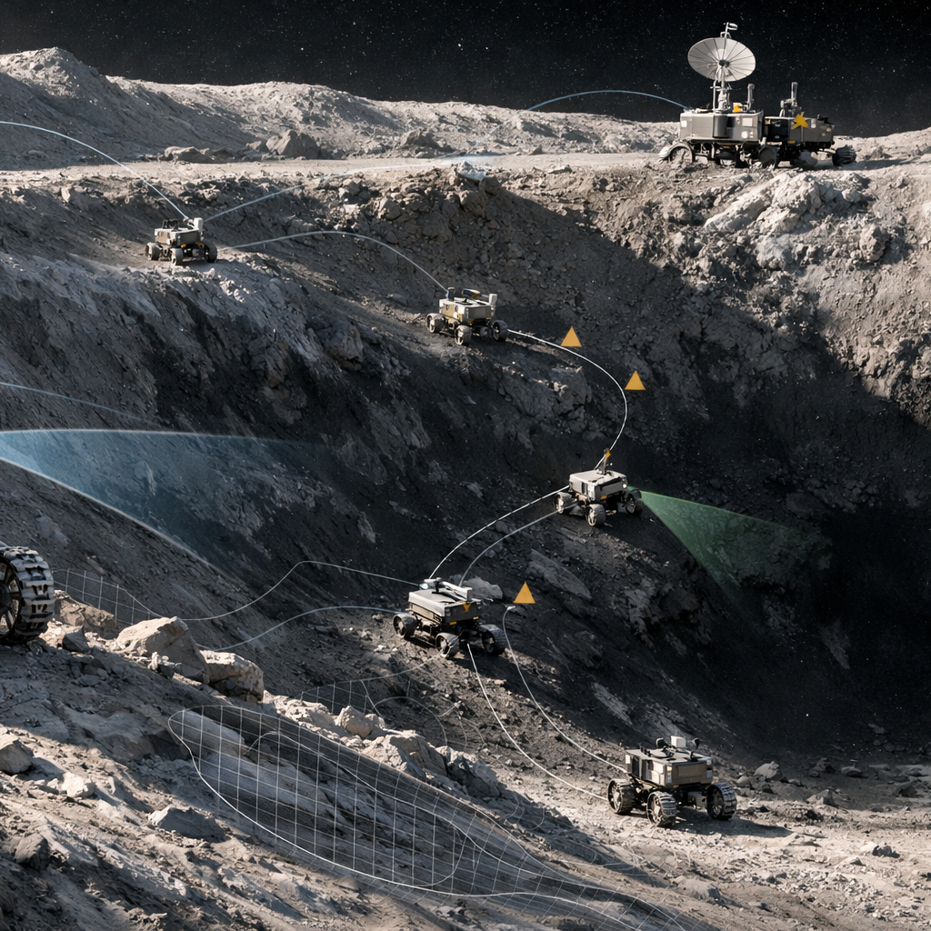 NASA OUTLIER lunar rover concept rendering on lunar surface