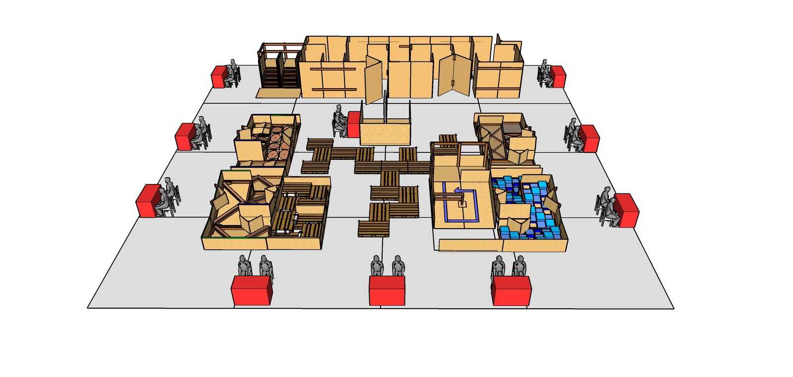Front elevation render of the arena CAD model, final revision v2025D.