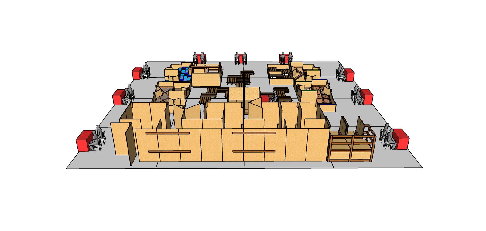 Rear elevation render of the arena CAD model, revision v2025D.