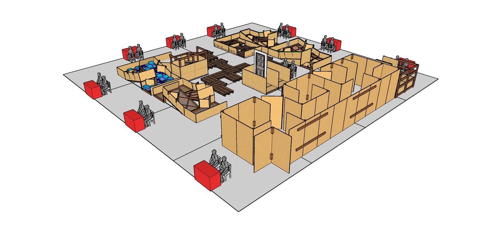 Rendered skew view of a competition-grade robot-test arena CAD design, final revision v2025D.