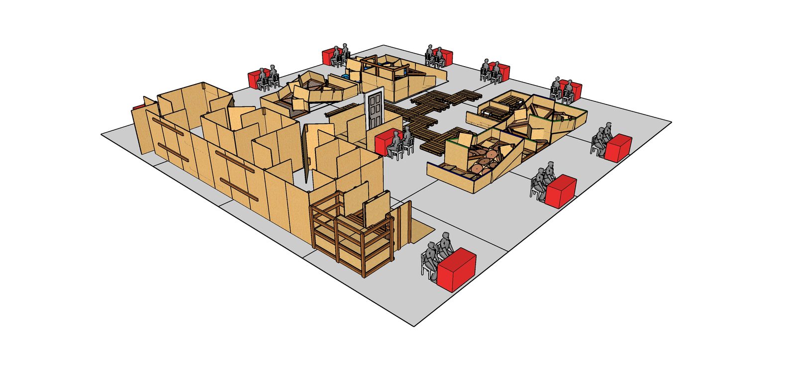 Skew-angle render of the arena CAD model from the third review viewpoint, revision v2025D.